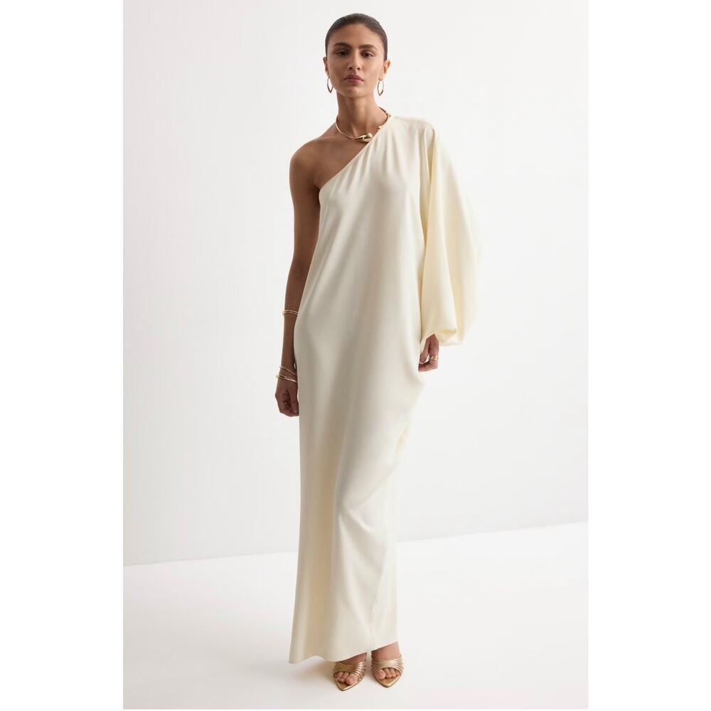 Chic Mango Cream Puff Sleeve Collared Midi Dress - Size 6 - Picture 1 of 6
